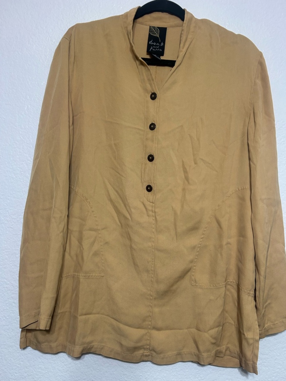 Donna Karan Donna B Karen Silk Wool Blend Tunic Top Size 10 Neutral